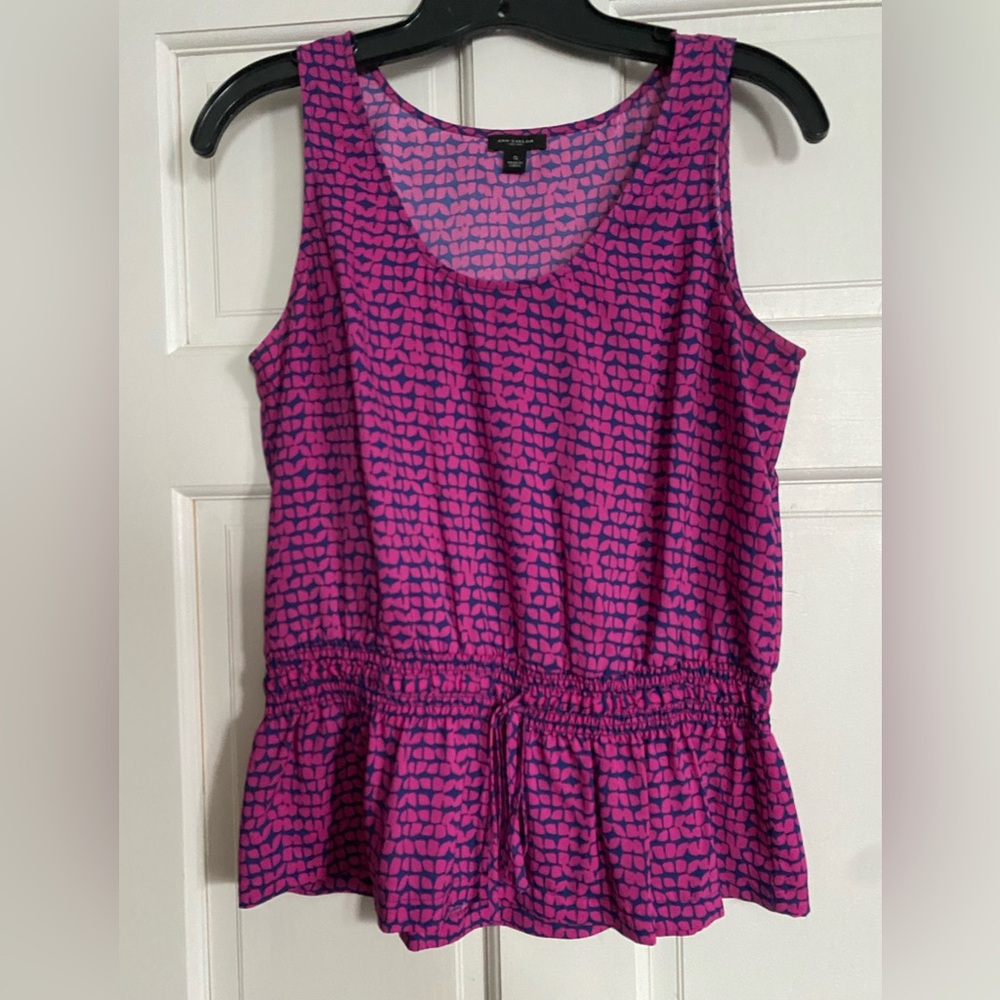 Ann Taylor Pink and Blue Patterned Top